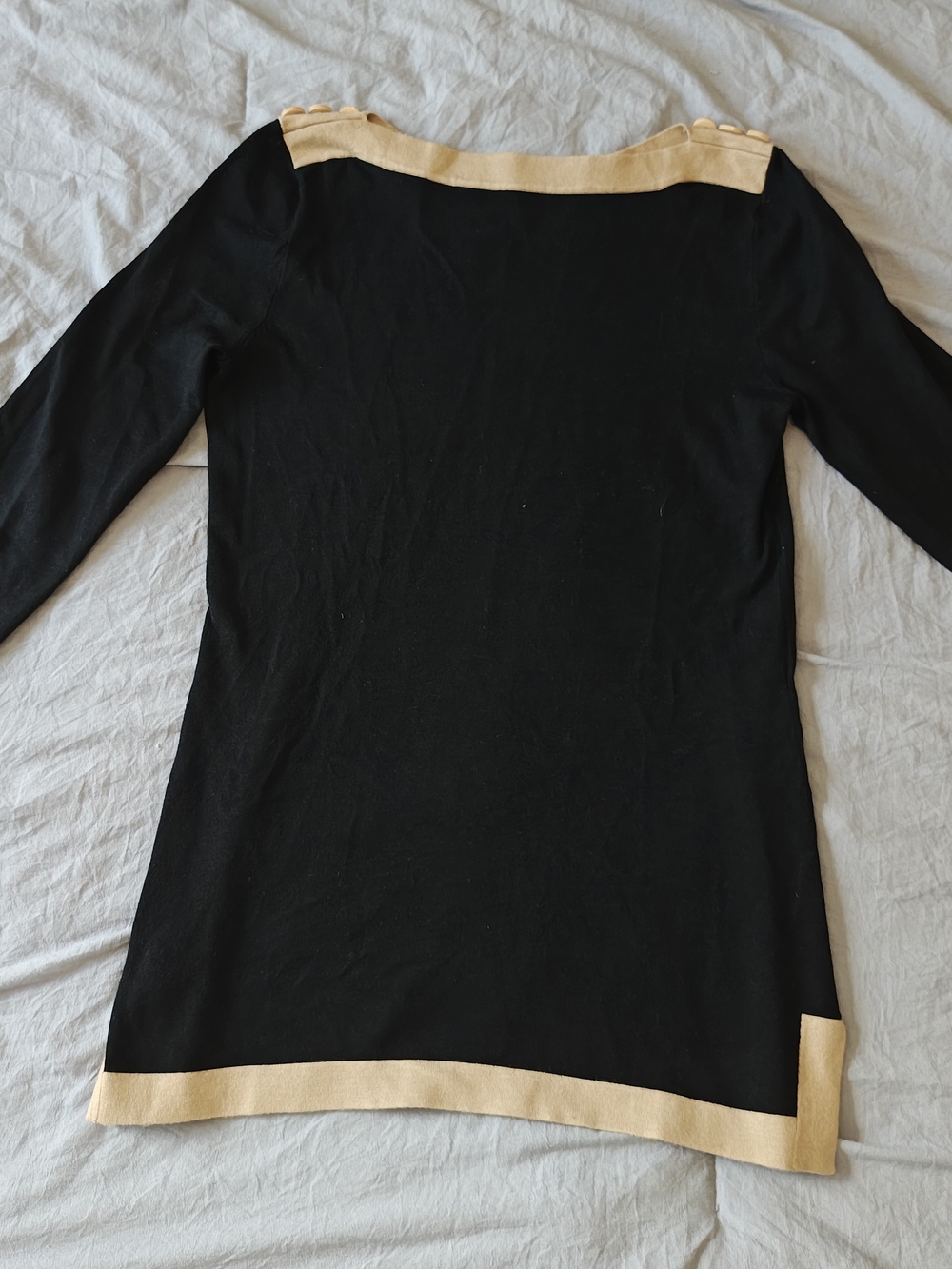 Black & Beige Contrast Trim Women's Top